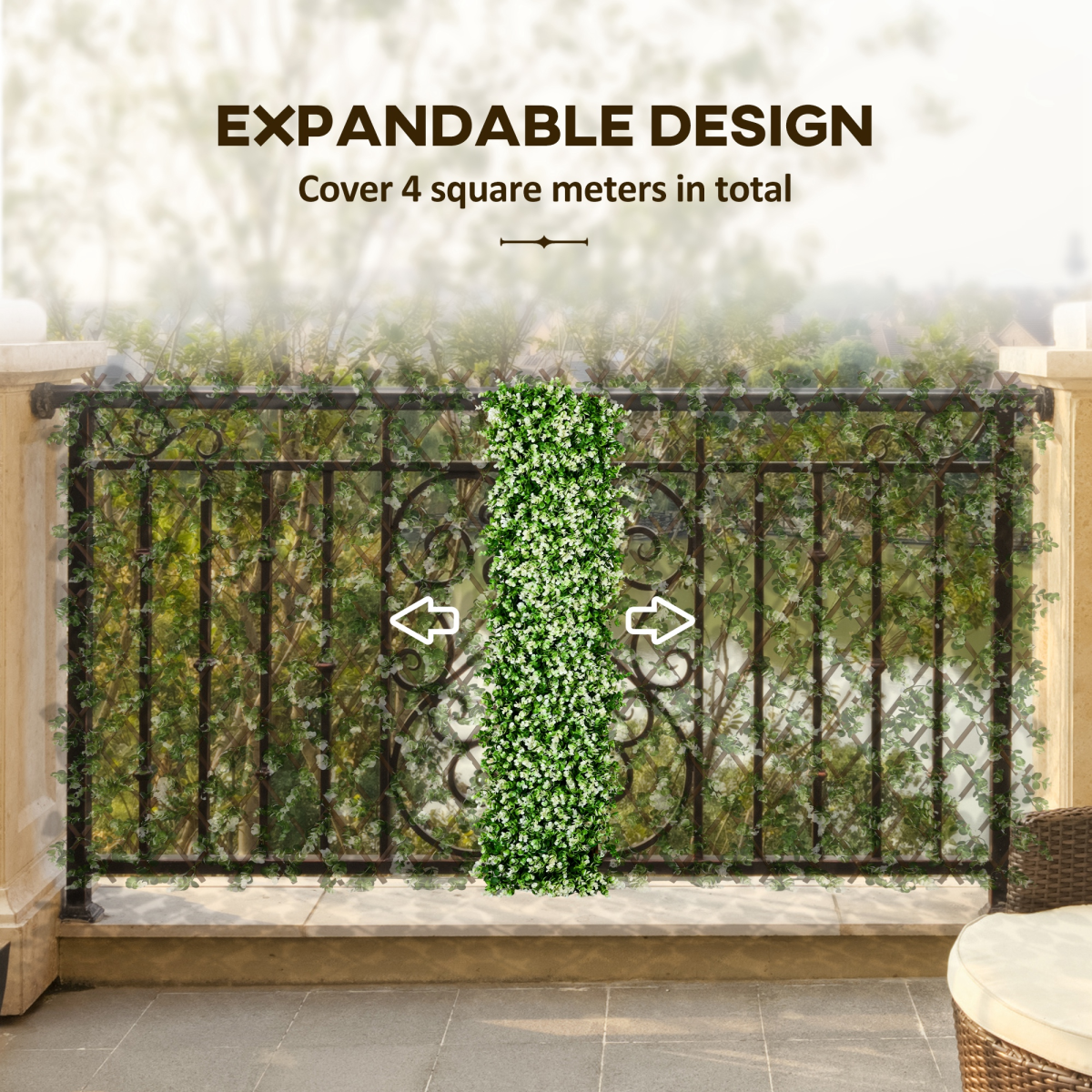 Outsunny 2 Pieces Decorative Trellis with Artificial Leaves, 2m x 1m, Eucalyptus