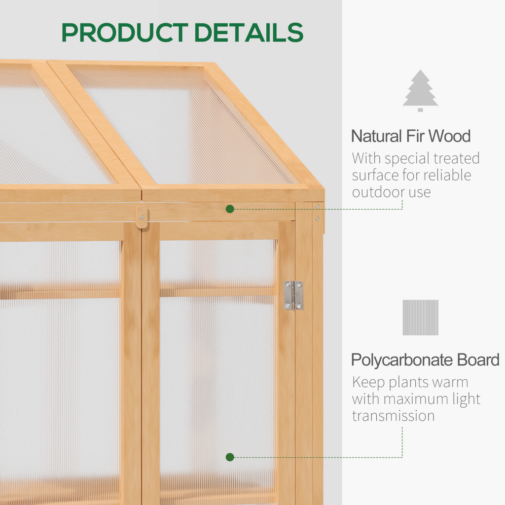 Wooden Greenhouse, Cold Frame PC Semi Transparent 70x50x120cm, Brown