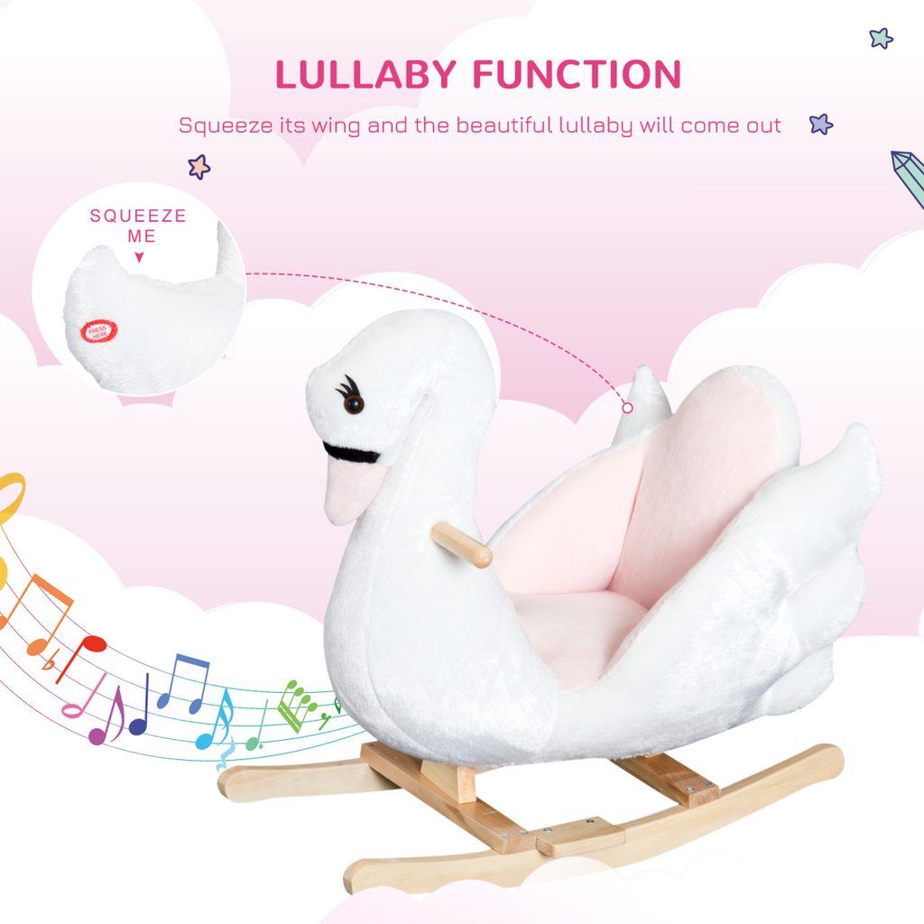 Kids Rocking Horse Ride On Swan Toy with Music Safety Seat for Toddler HOMCOM