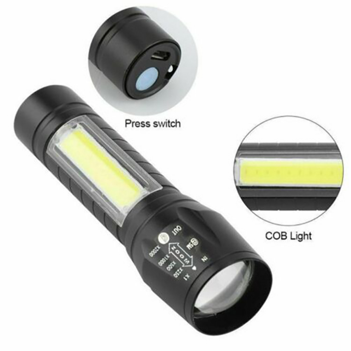 4 Pack Mini Zoomable LED Flashlight USB RechargeableCamping Hiking Flashlight Work light