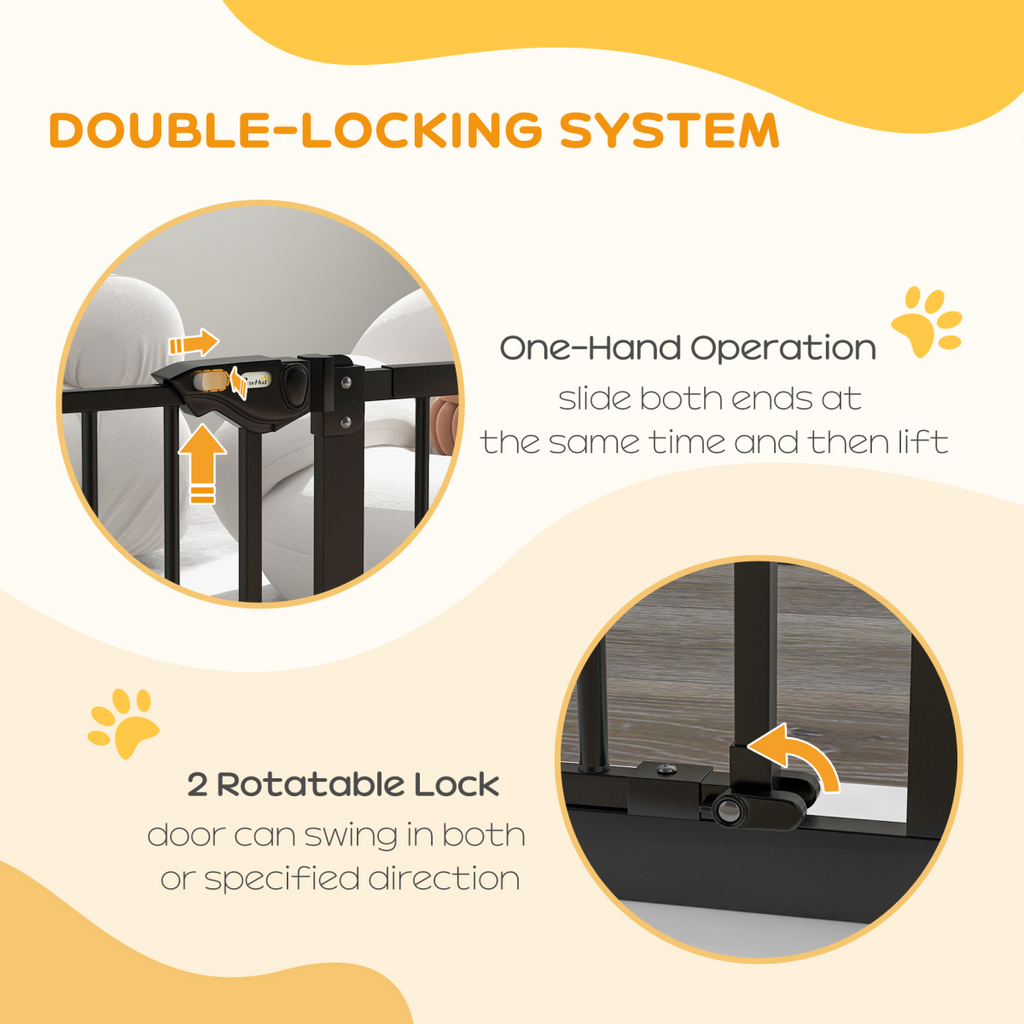 PawHut Adjustable Safety Gate with 1 Extensions and Four Adjustable Screws, Black