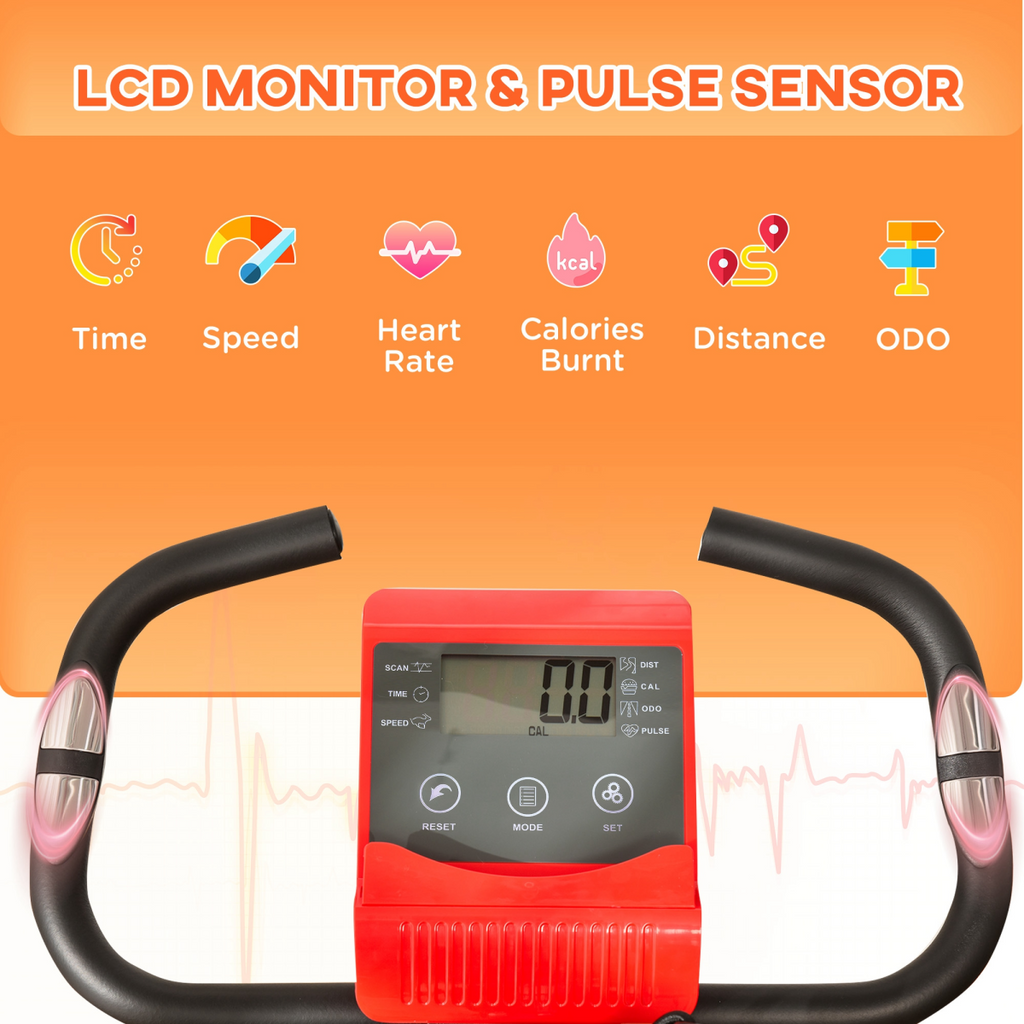 2-In-1 Upright Exercise Bike 8-Level Adjustable with Pulse Sensor Red