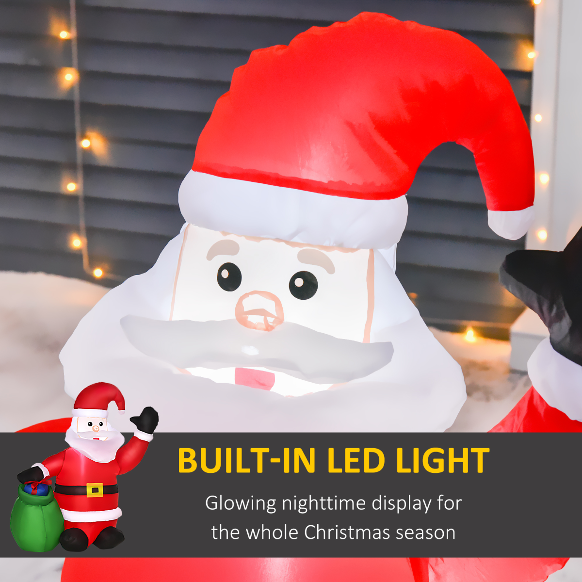 Inflatable Blow up Christmas Santa Claus 4ft LED Yard Holiday Decoration