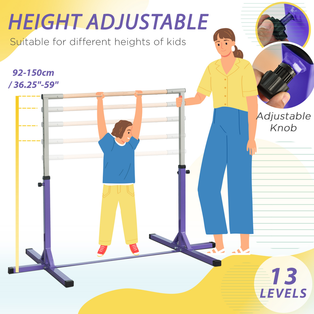 95-145 Hcm Professional Gymnastics Horizontal Bar For Kids Home Gym Fitness
