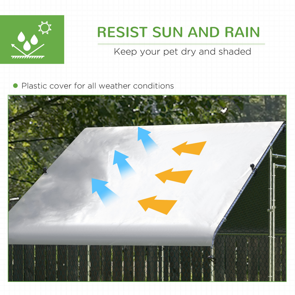 PawHut Walk In Chicken Run Large Galvanised Chicken Coop with Cover