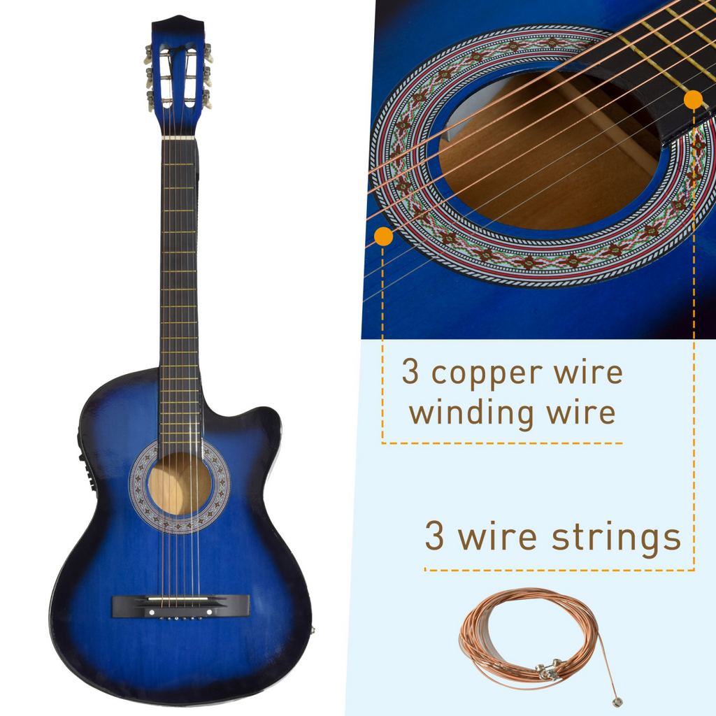 HOMCOM Beginner Acoustic Electric Cutaway Guitar Kids Guitar and Junior Guitar