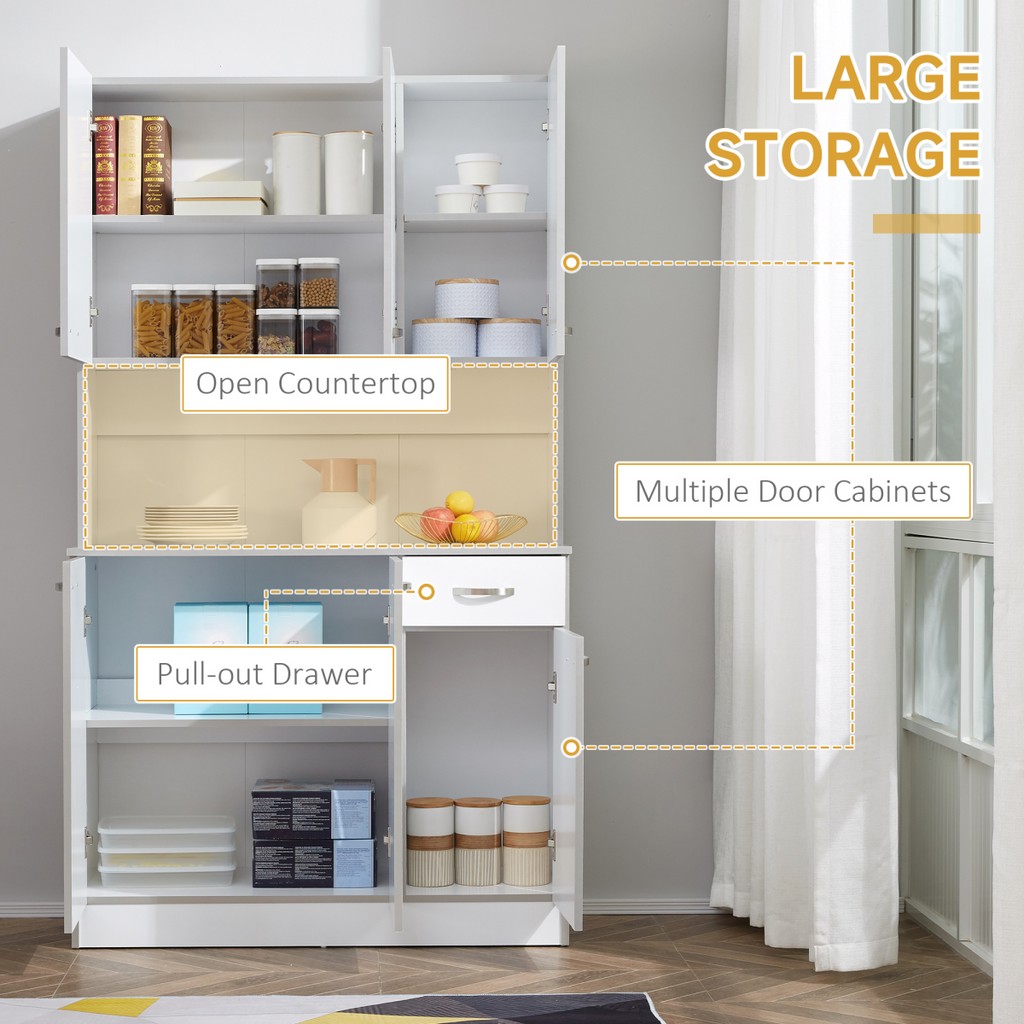HOMCOM Freestanding Kitchen Cupboard, Storage Cabinet with Doors, Drawer