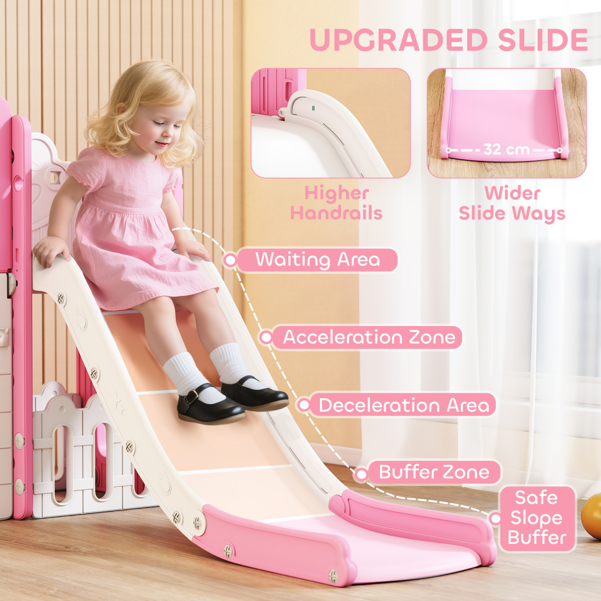AIYAPLAY 7 in 1 Toddler Slide Set, Frog Theme Playset with Basketball Hoop
