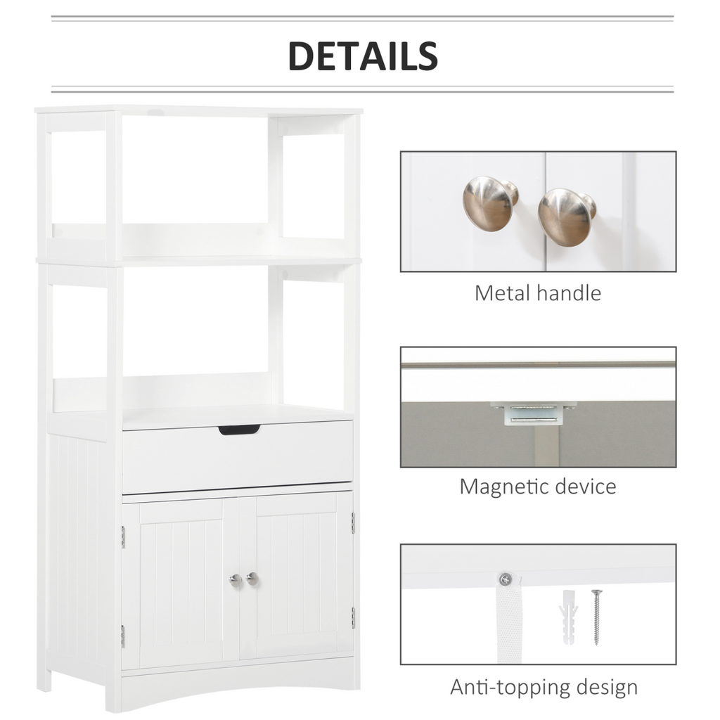 kleankin Bathroom Floor Storage Cabinet Kitchen Sideboard Standing Unit  Doors