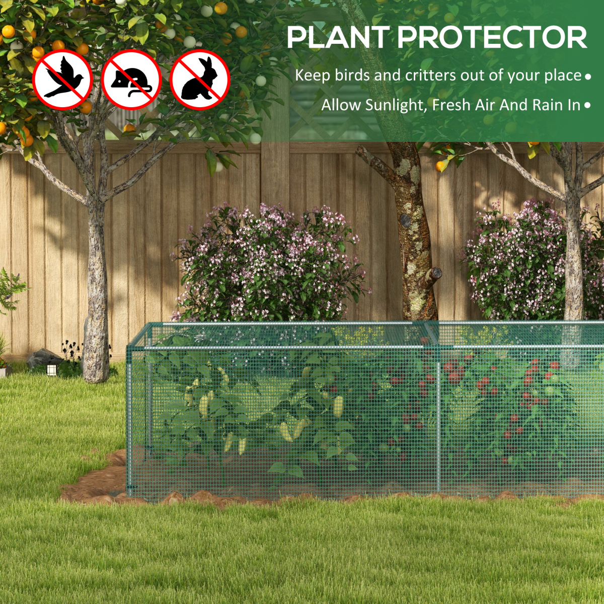 Outsunny 8' x 4' Plant Protection Tent Crop Cage with Door, Green