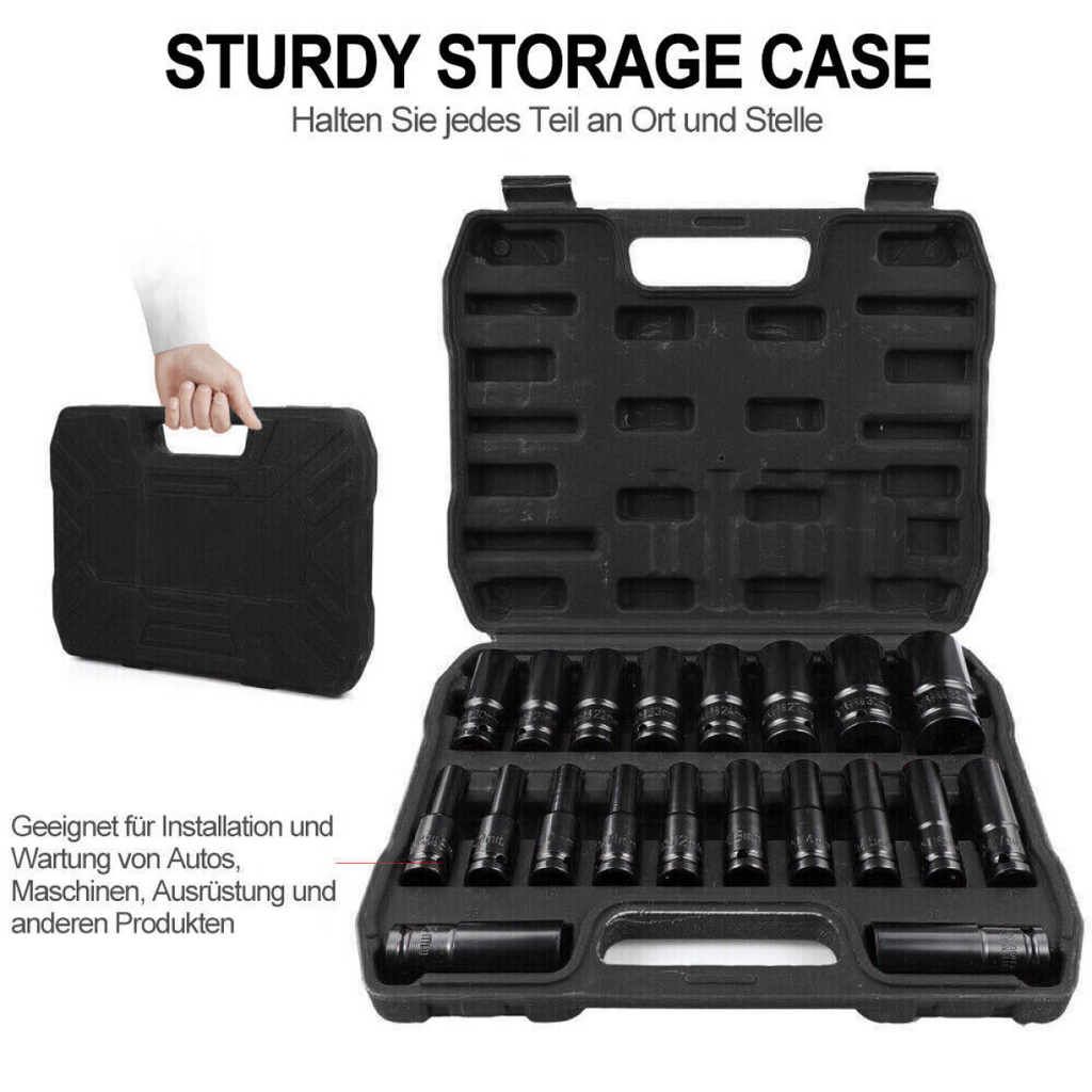 20PCS Deep Impact Socket Set 1/2 Inch Drive Metric 8 - 32mm Lifetime Warranty UK
