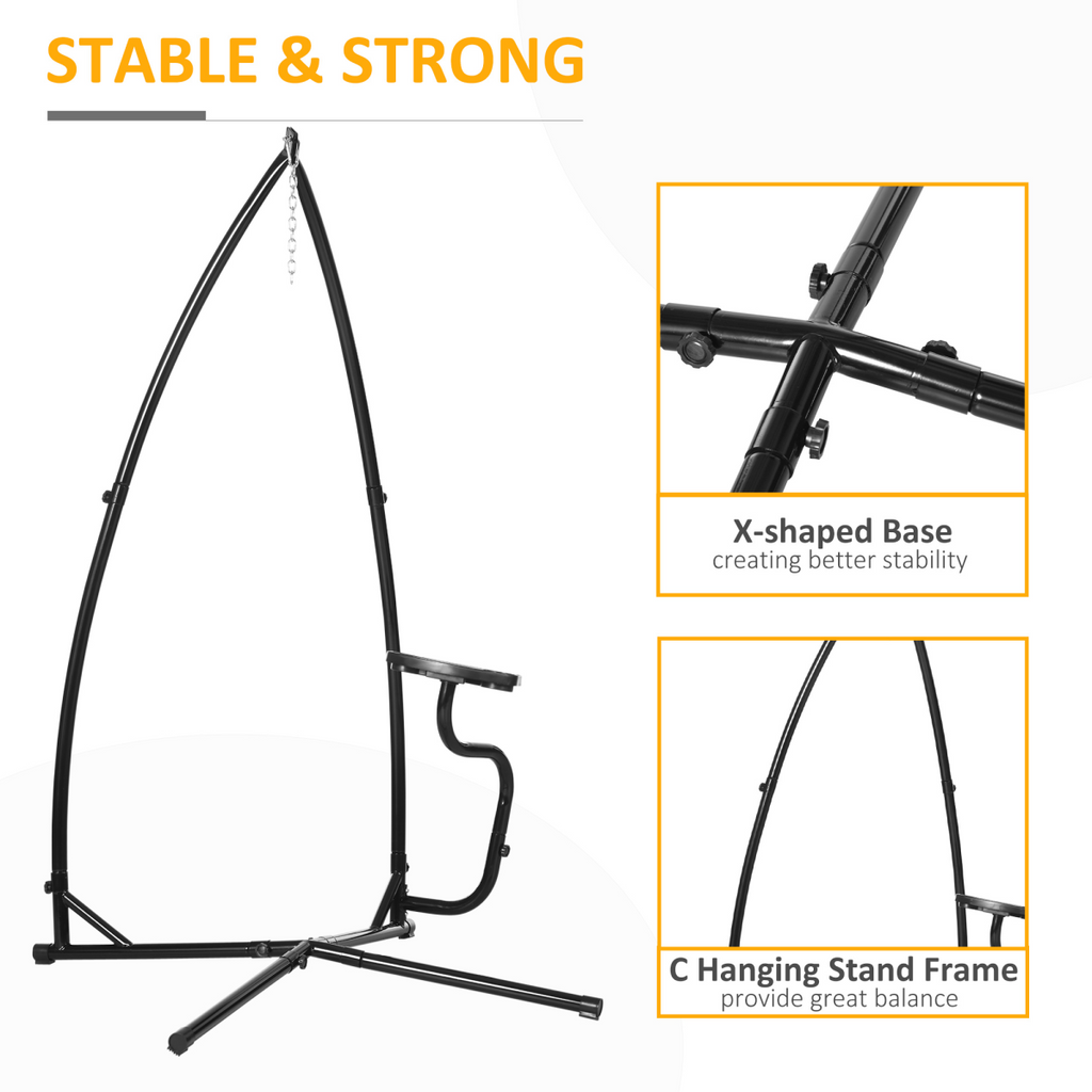 Hammock Chair Stand Only Heavy Duty Metal C-Stand Indoor or Outdoor