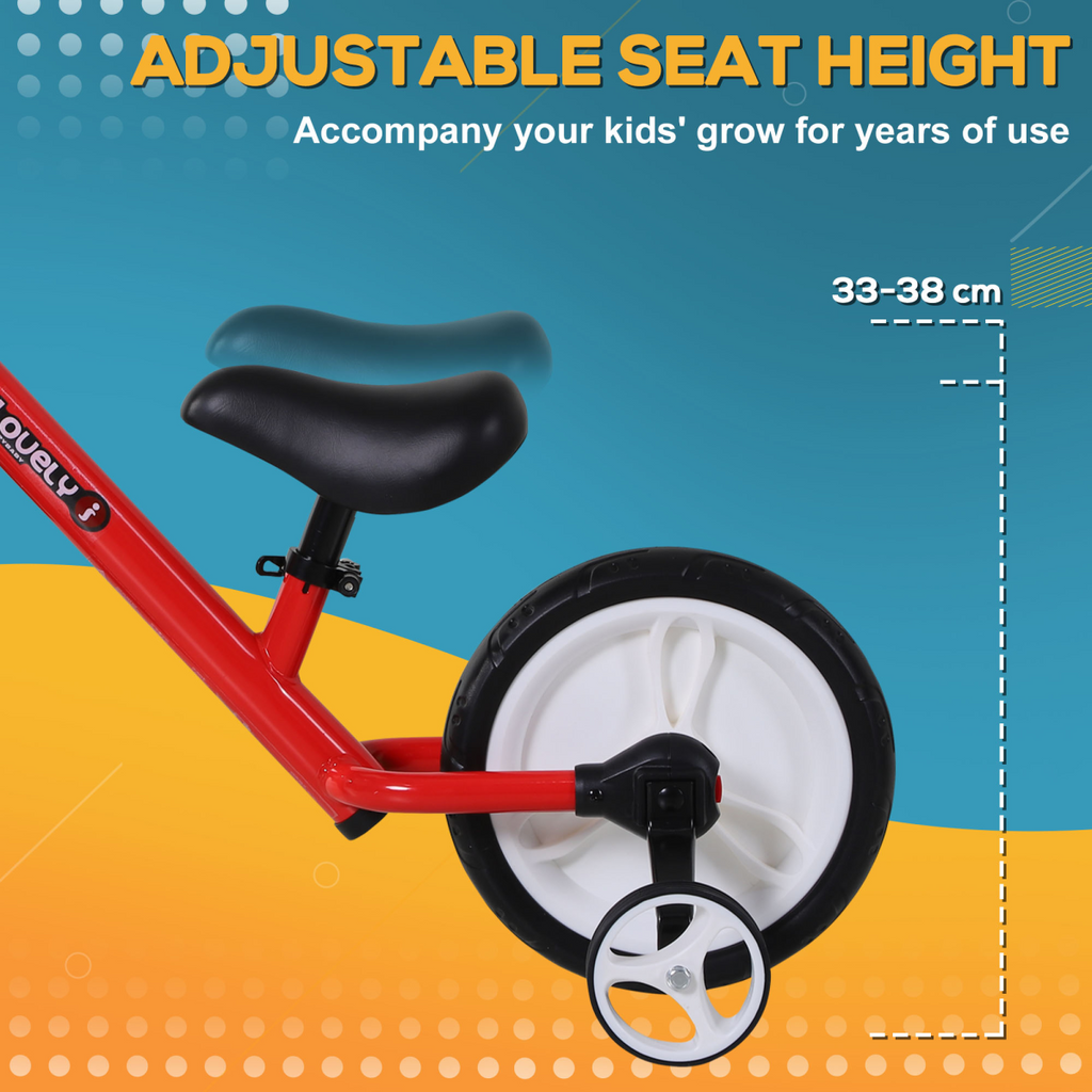 Kids Balance Training Bike Toy with Stabilizers For Child 2-5 Years Red HOMCOM