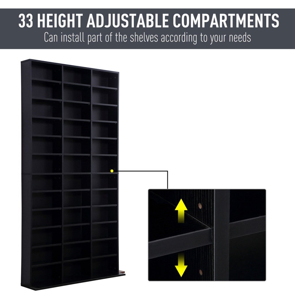 HOMCOM CD DVD Media Storage Shelves Display Shelf Racks Wooden Frame Black