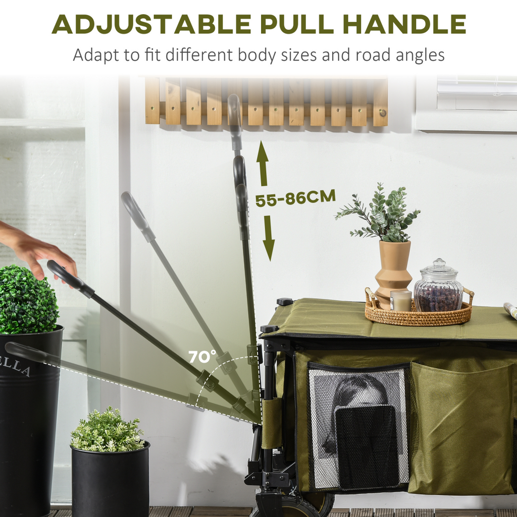Folding Garden Trolley Collapsible Camping Trolley Steel with Folding Board