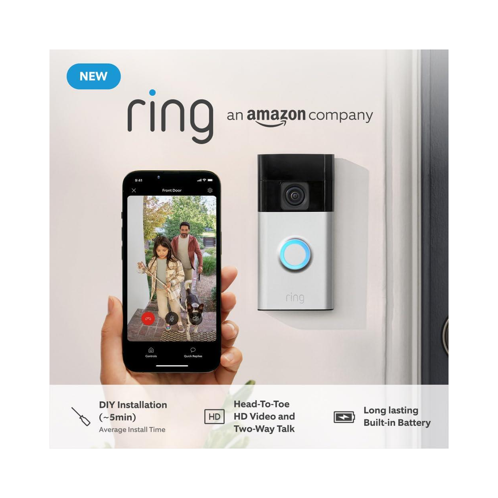 Ring Battery Video Doorbell 2024 Satin Nickel