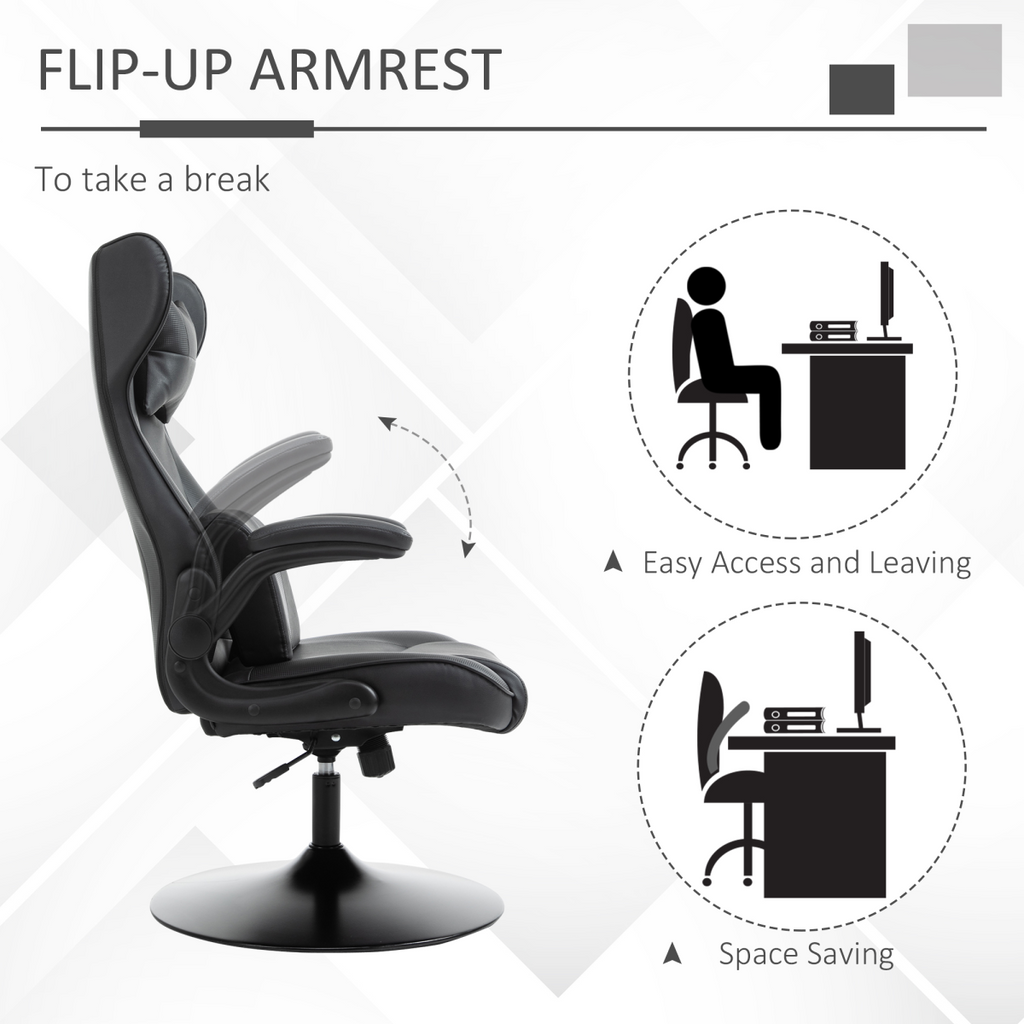 Vinsetto Gaming Chair Home Office Chair w/ Swivel Pedestal Base Lumbar Support