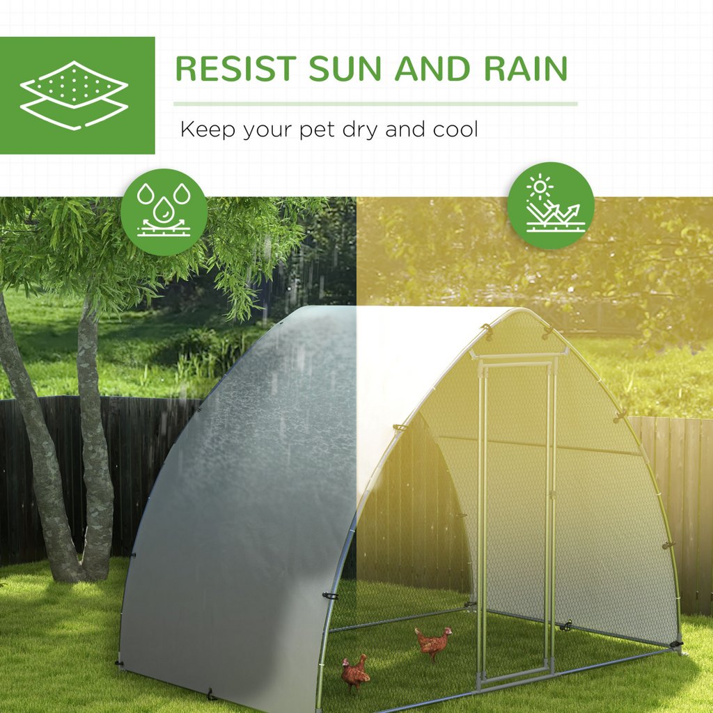 PawHut Walk-In Chicken Run with Cover, for 4-6 Chickens, 3 x 1.9 x 2.2m