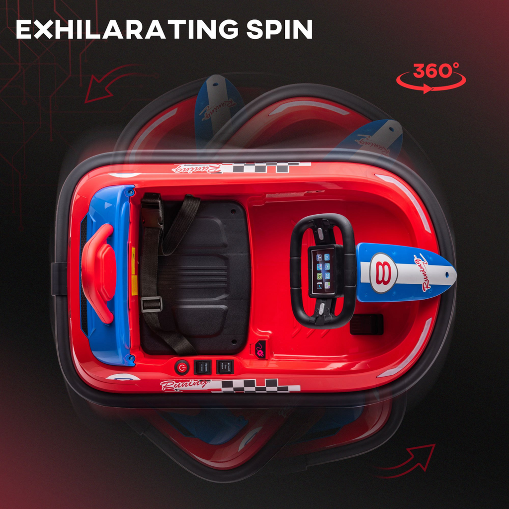 HOMCOM 6V Kids Bumper Car, 360-Degree Rotation Waltzer Car with 2 Speeds - Red