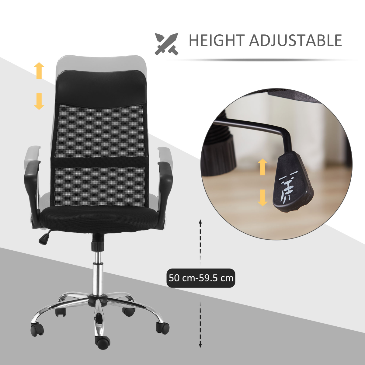 Executive Office Chair High Back Mesh Chair Seat Office Desk Chairs, Black