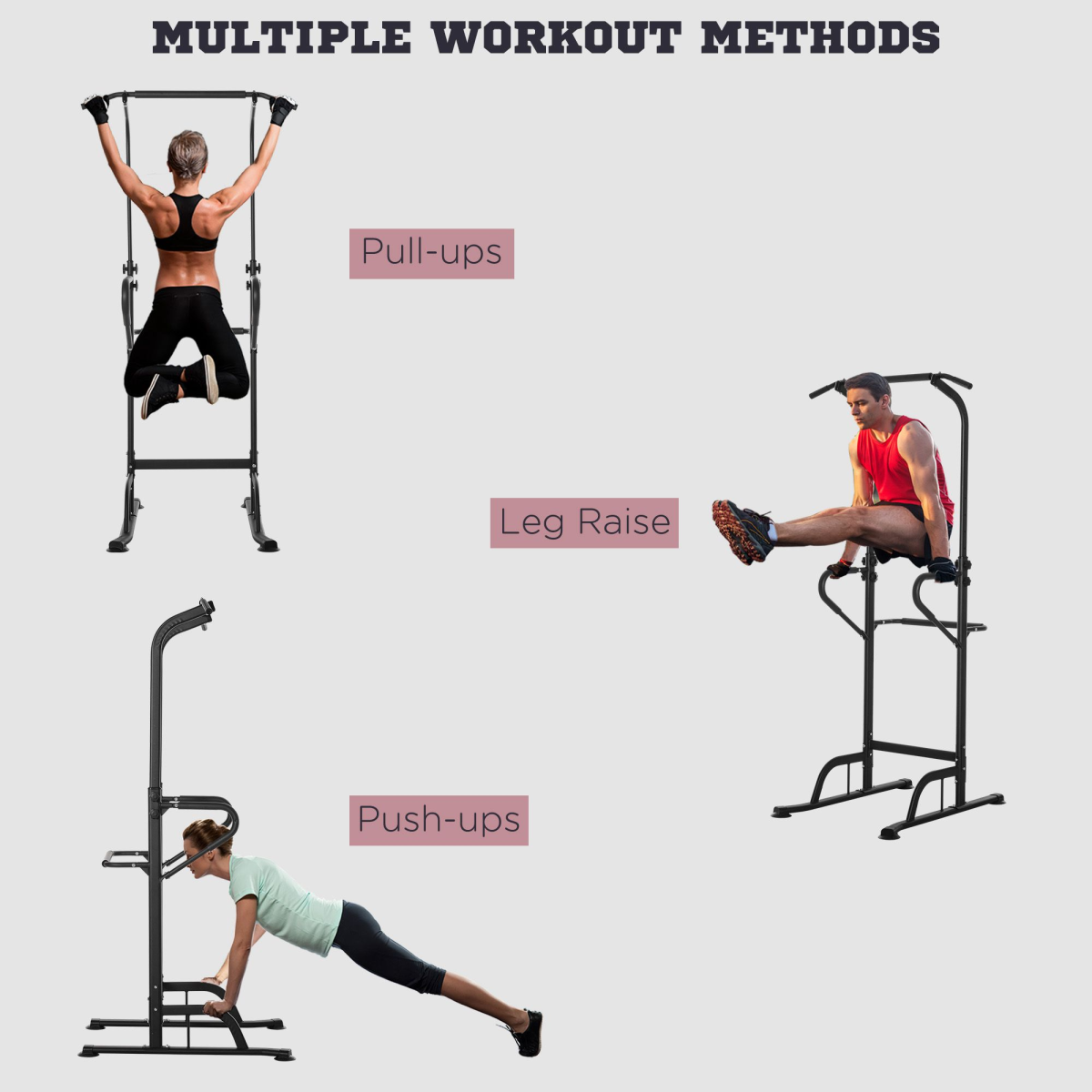 Power Tower Dip Station Pull Up Bar Multi-Function Push Up Equipment Home Gym