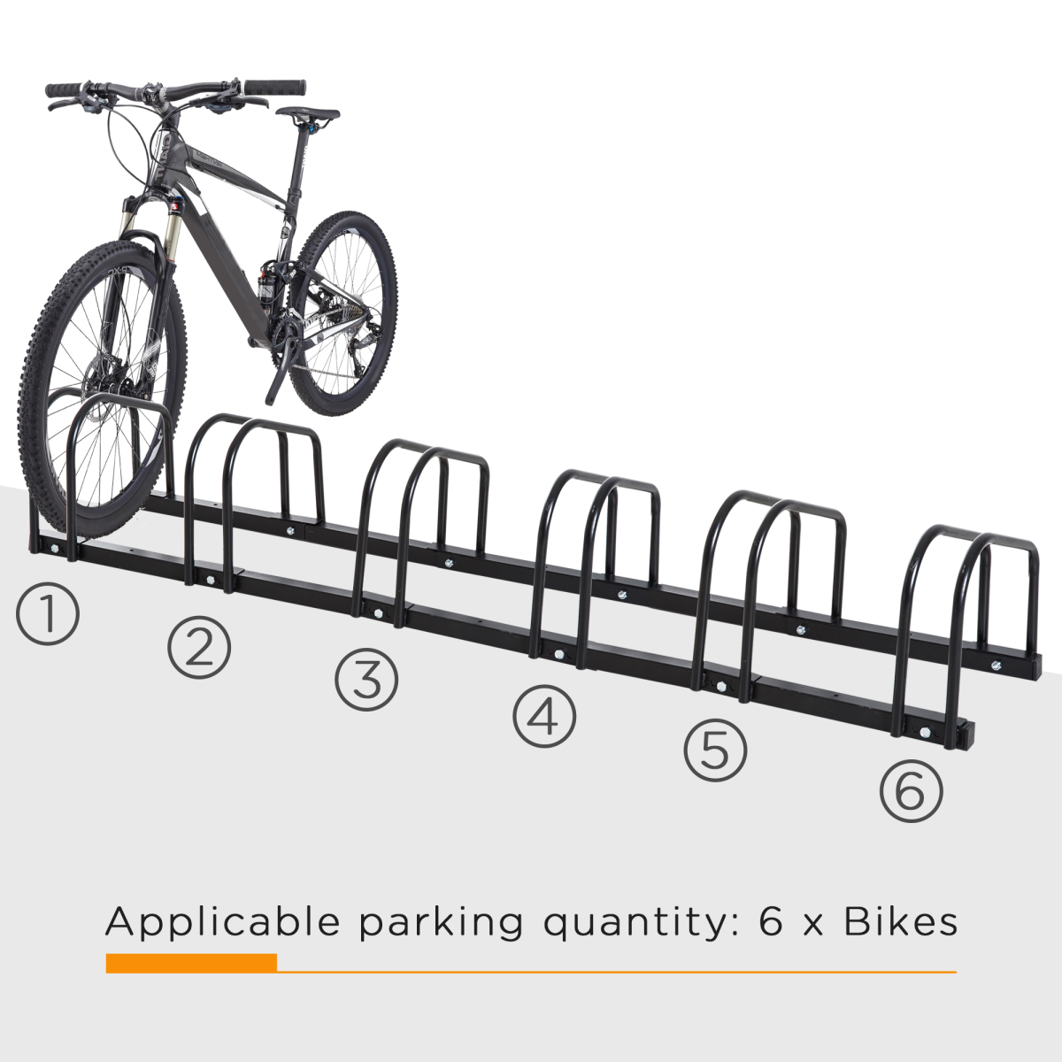 6 Bike Parking Rack Locking Storage Stand Holder Floor Wall Mount Black HOMCOM