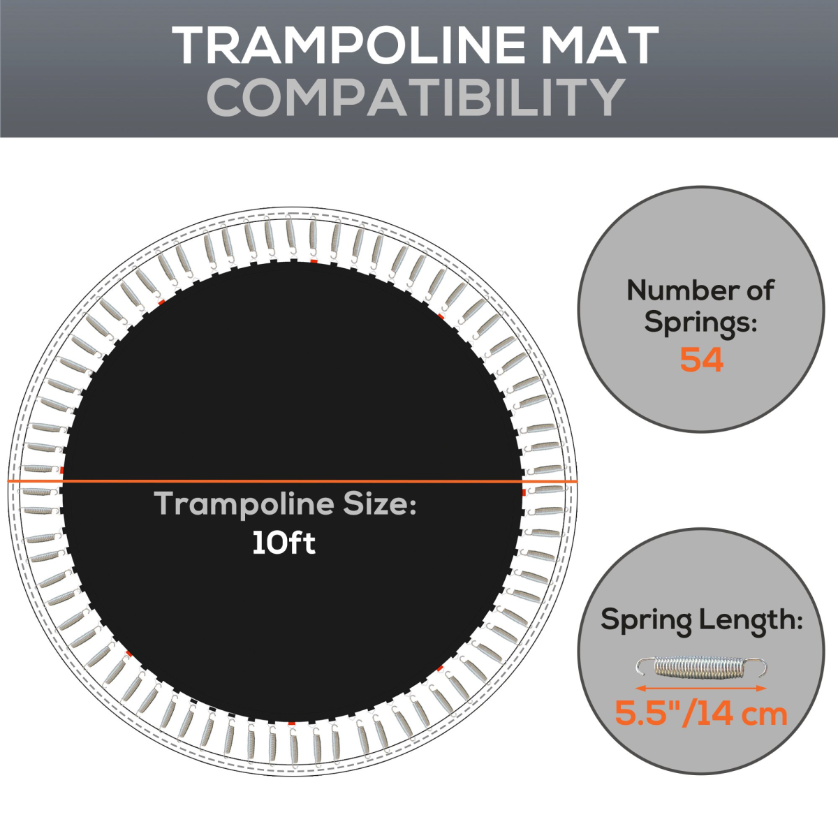 SPORTNOW Trampoline Mat with 54 V-Hooks, for 10ft Trampoline