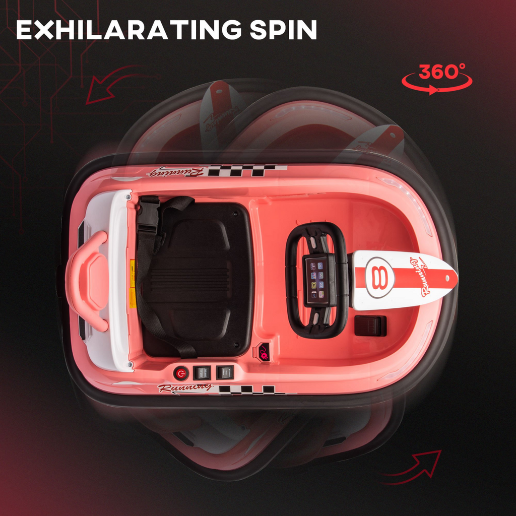 HOMCOM 6V Kids Bumper Car, 360-Degree Rotation Waltzer Car with 2 Speeds - Pink
