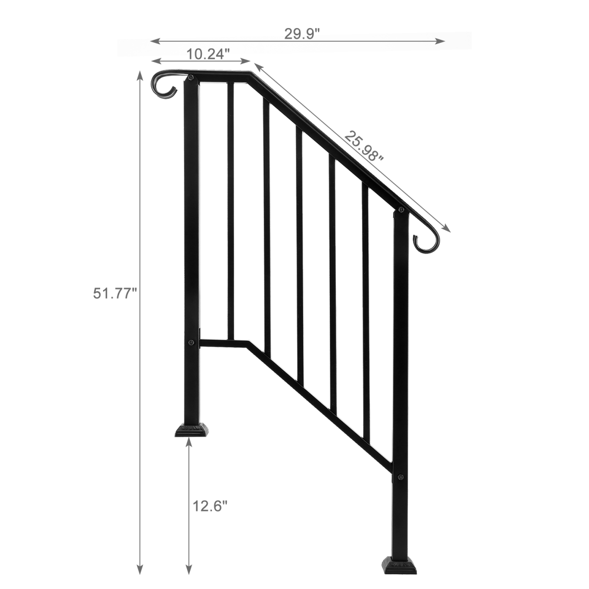 [Same Code：55022277 82359152]Artisasset Matte Black Outdoor 2-Step Iron Handrail