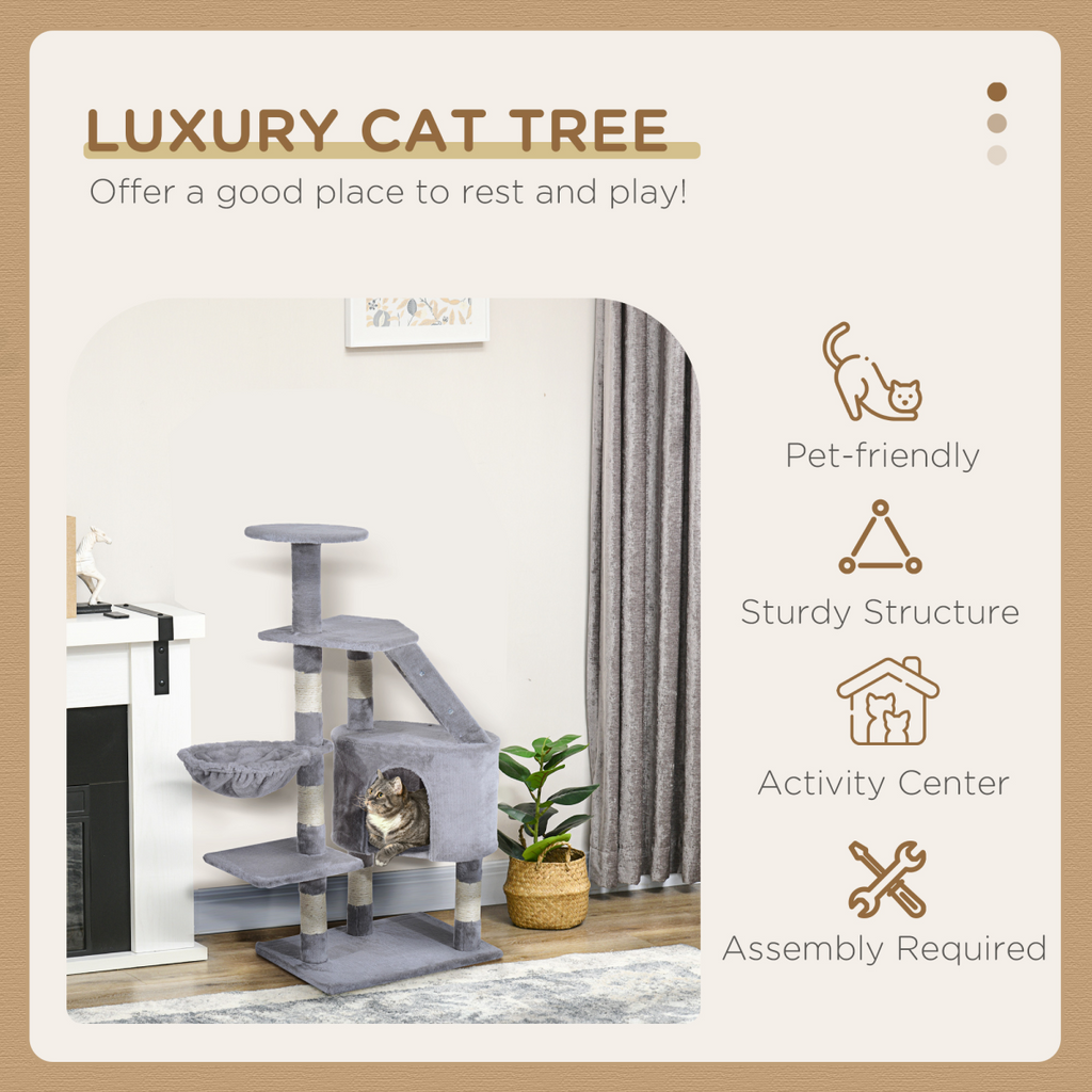 Deluxe Cat Tree Climb Post Kitten Scratching Condo Furniture Activity Pawhut