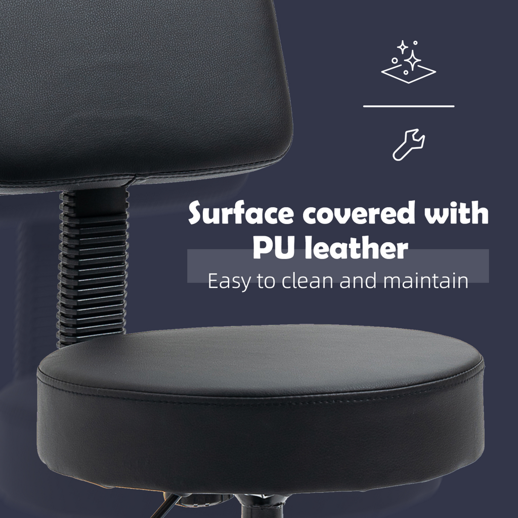 Beautician's Adjustable Swivel Salon Chair with Padded Seat Back 5 Wheels Black