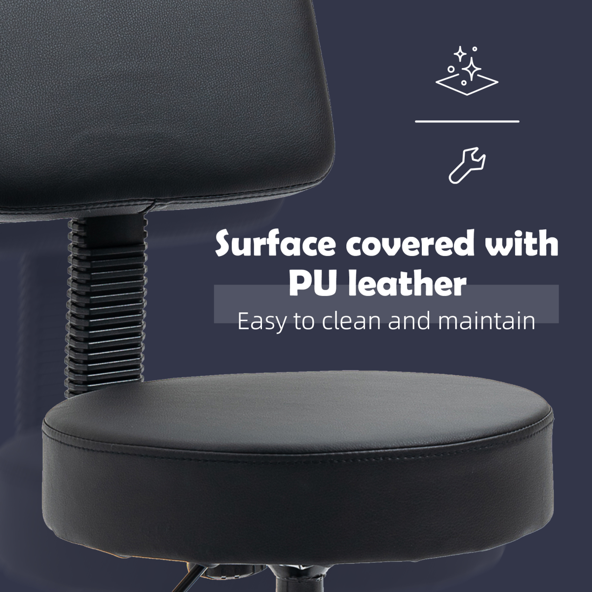 Beautician's Adjustable Swivel Salon Chair with Padded Seat Back 5 Wheels Black