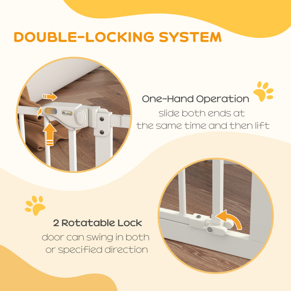 PawHut Adjustable Safety Gate with 2 Extensions and Four Adjustable Screws, White