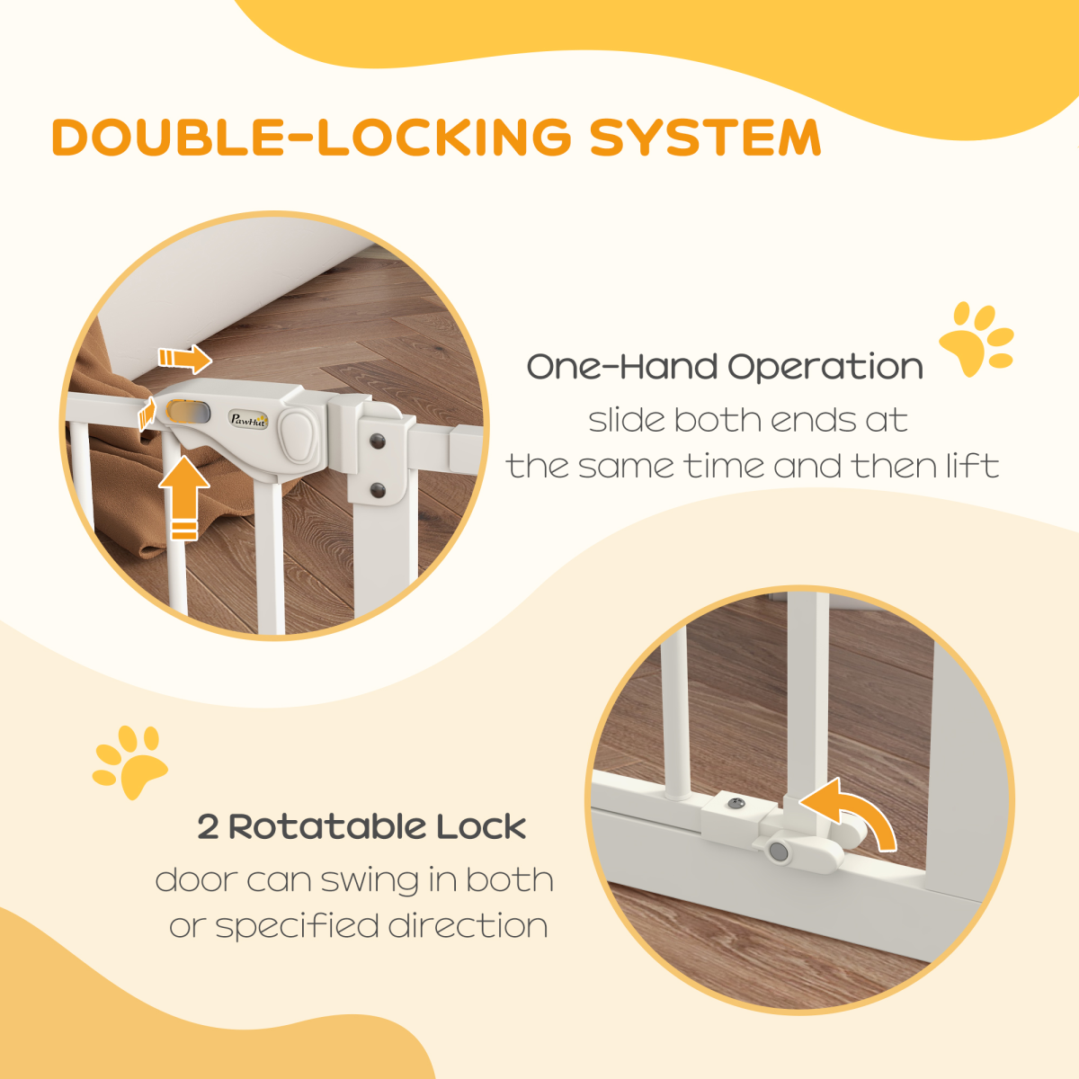 PawHut Adjustable Safety Gate with 2 Extensions and Four Adjustable Screws, White