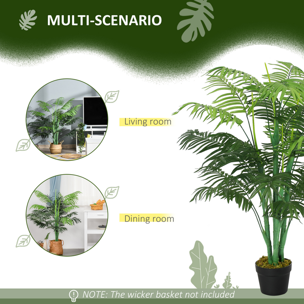 Artificial Palm Tree 18 Leaves with Nursery Pot, Fake Tropical Tree 125cm