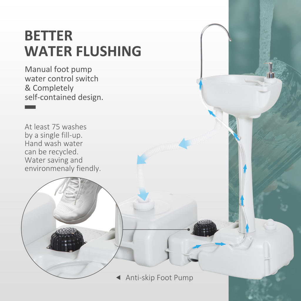 24L Portable Portable Hand wash Sink Hand Washing Basin Water Tank Outsunny