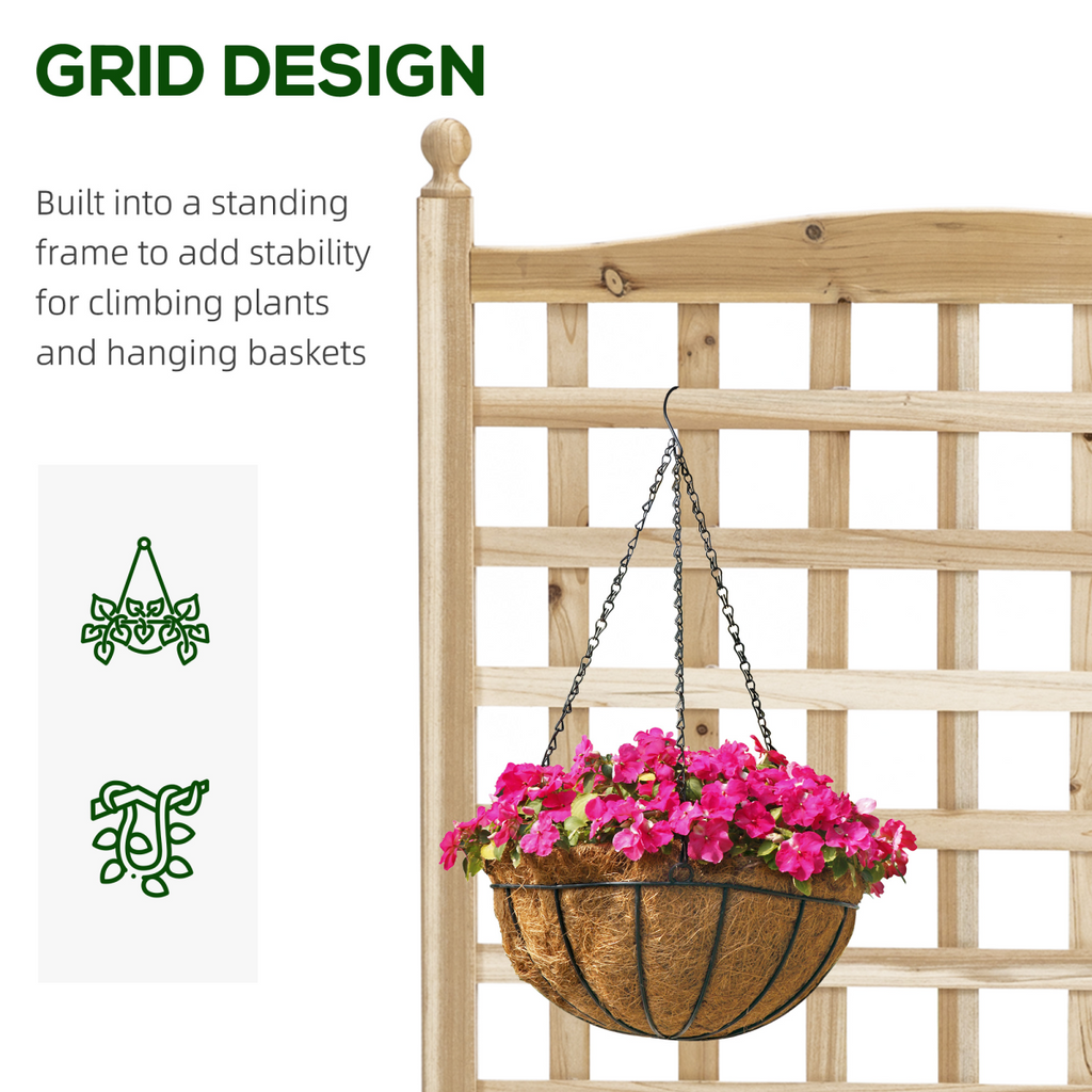 Outsunny Raised Garden Bed with Trellis Garden Planters Indoor Outdoor Natural