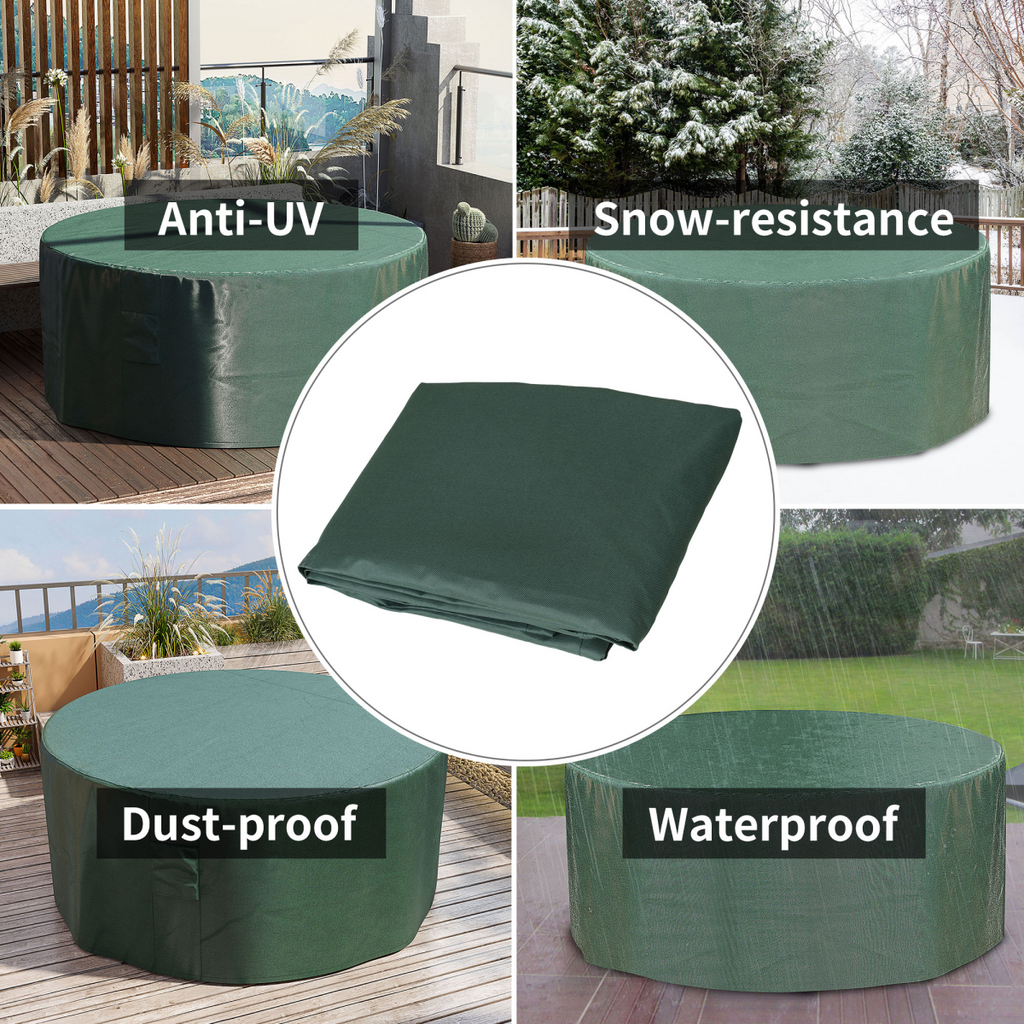 PVC Coated Large Round 600D Waterproof Outdoor Furniture Cover Green