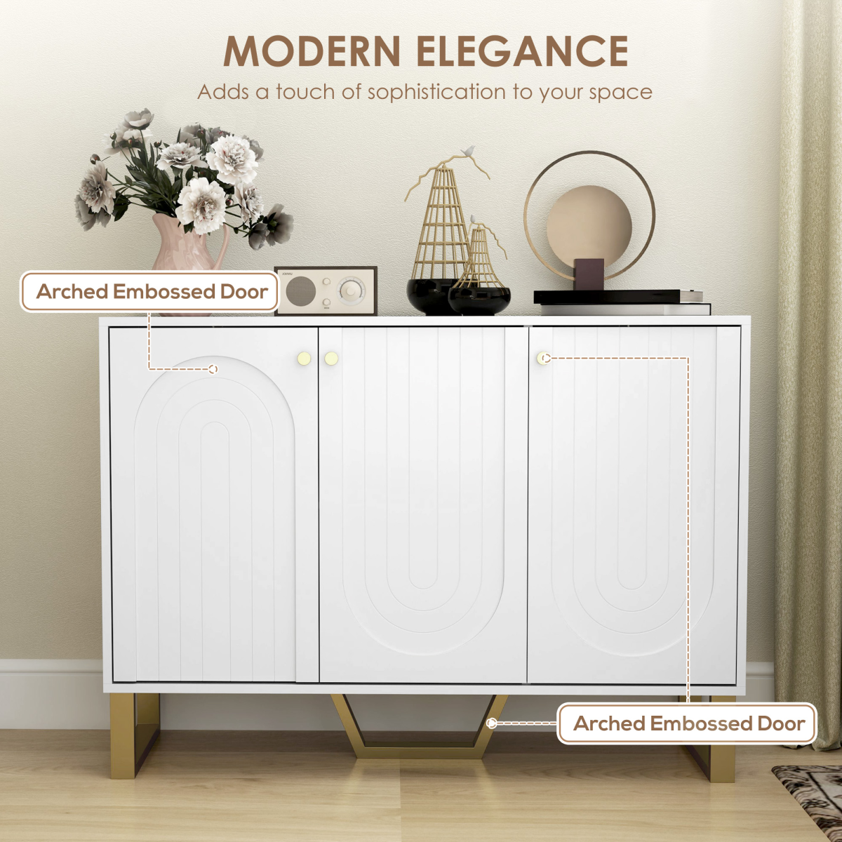 HOMCOM Sideboard with Adjustable Shelves & Doors for Living Room, White
