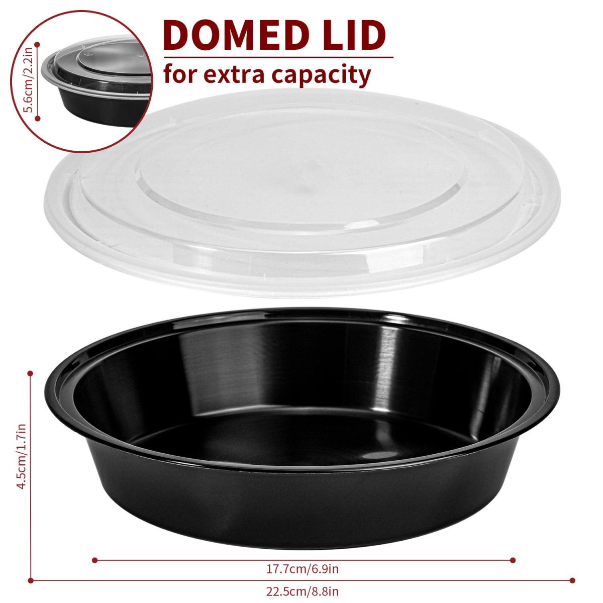 Vinsani 10pk ROUND 1 COMPARTMENT MEAL PREP CONTAINERS