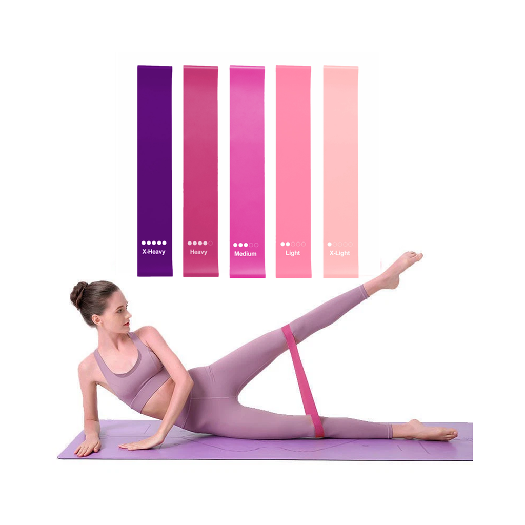 Set of 5 Resistance Exercise Loop Bands Fitness Yoga Resistance Band TPE Pink