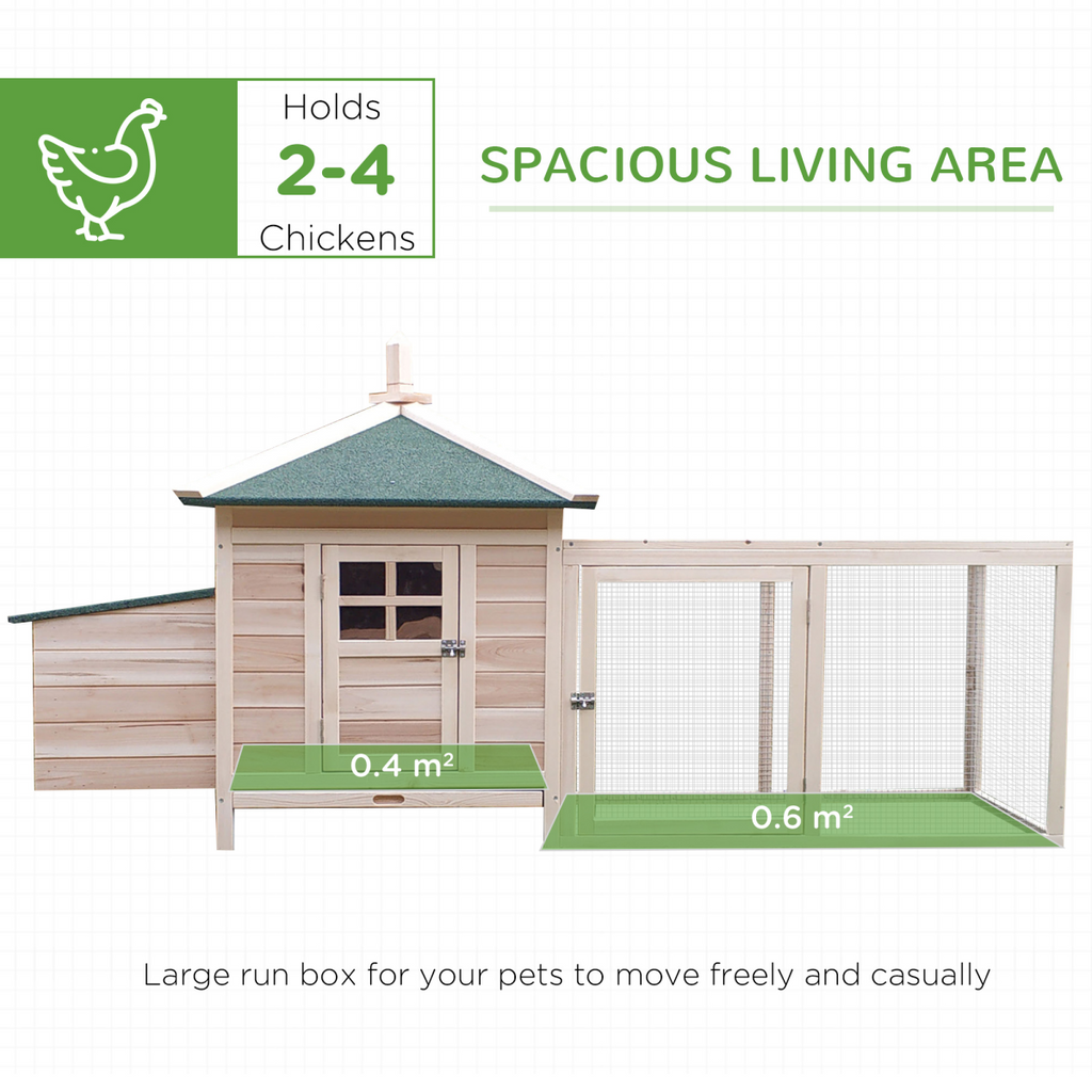 Chicken Coop Small Animal Pet Cage w/ Nesting Box Outdoor Run Backyard Wooden