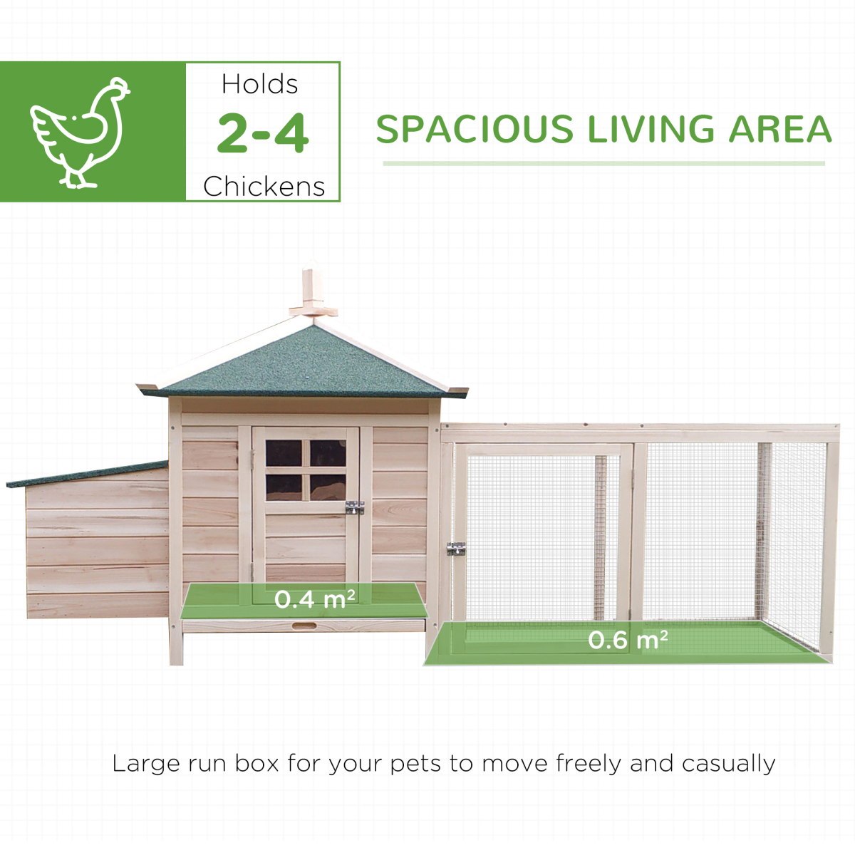Chicken Coop Small Animal Pet Cage w/ Nesting Box Outdoor Run Backyard Wooden