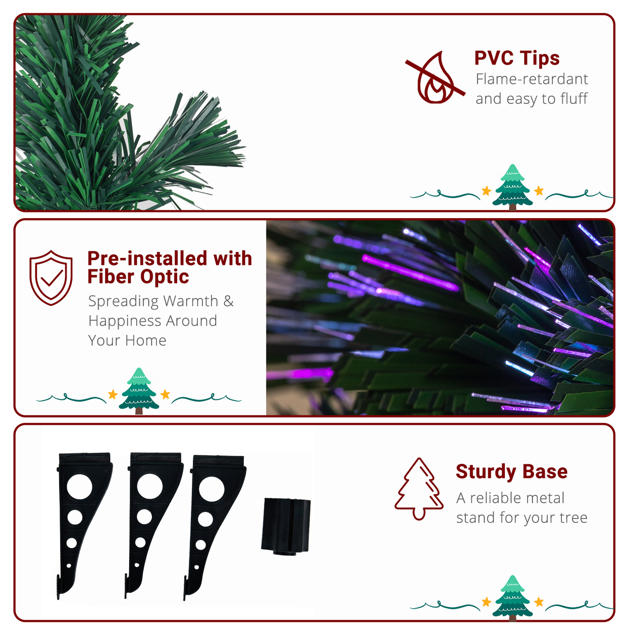 FCH 3ft Top With Stars Plastic Base PVC Material Optical Fiber Colorful