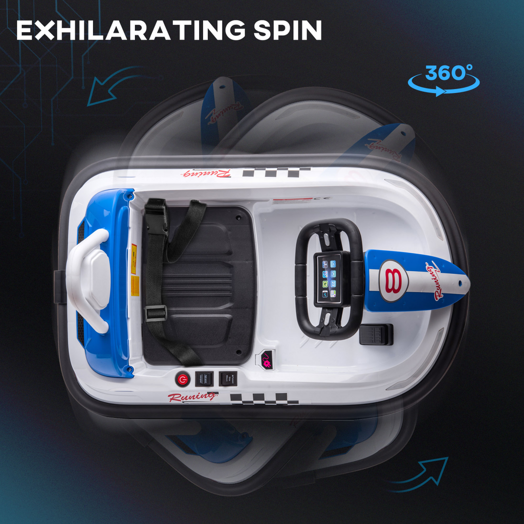 HOMCOM 6V Kids Bumper Car, 360-Degree Rotation Waltzer Car with 2 Speeds - White