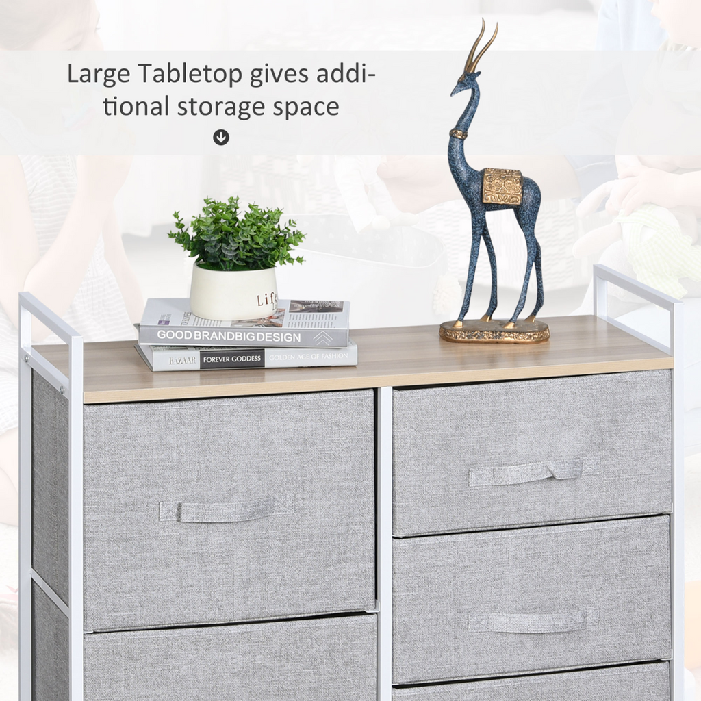 5 Drawer Linen Basket Storage Unit Home Organisation w/ Shelf Handles HOMCOM
