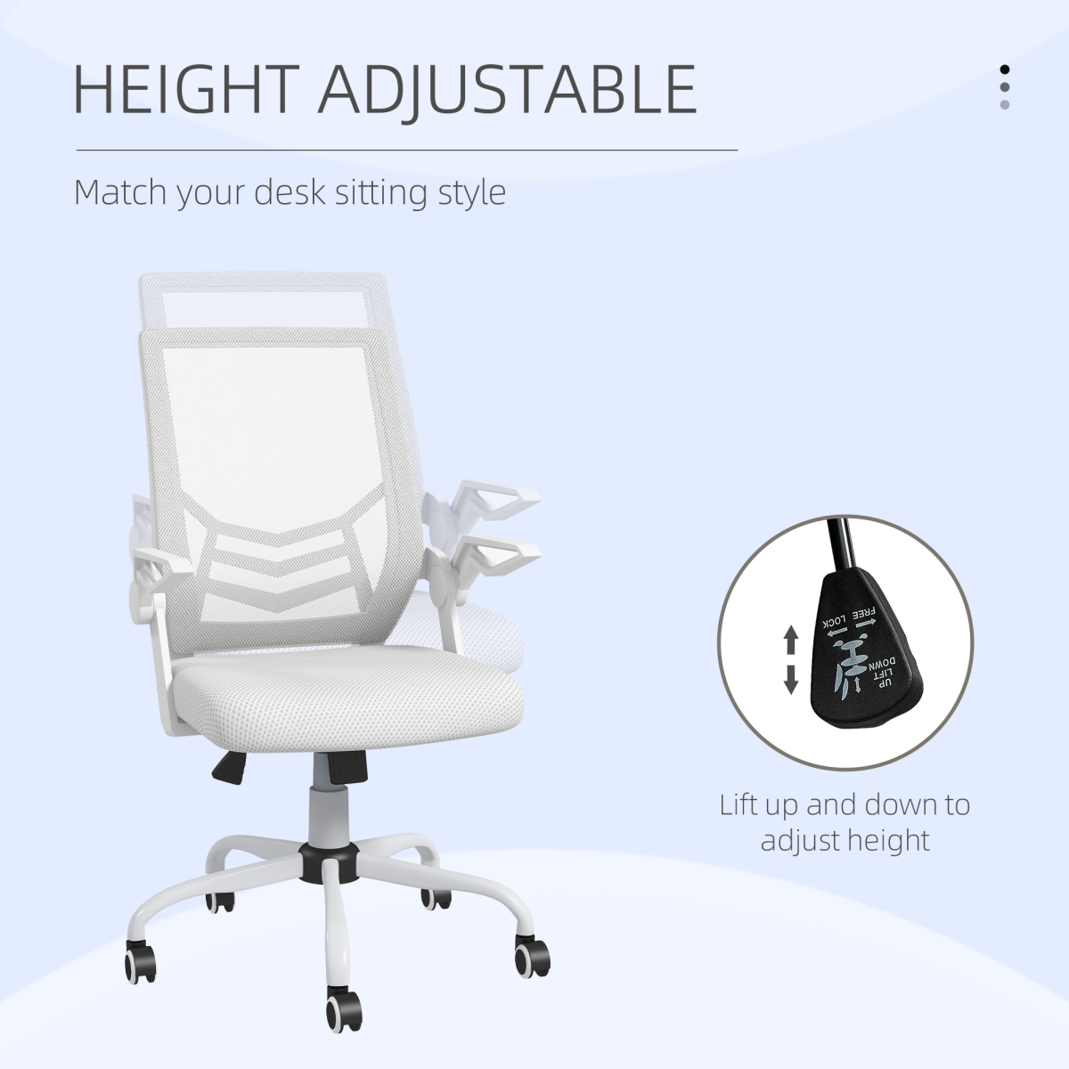 Vinsetto Mesh Swivel Office Chair Task Computer Chair with Lumbar Support, White
