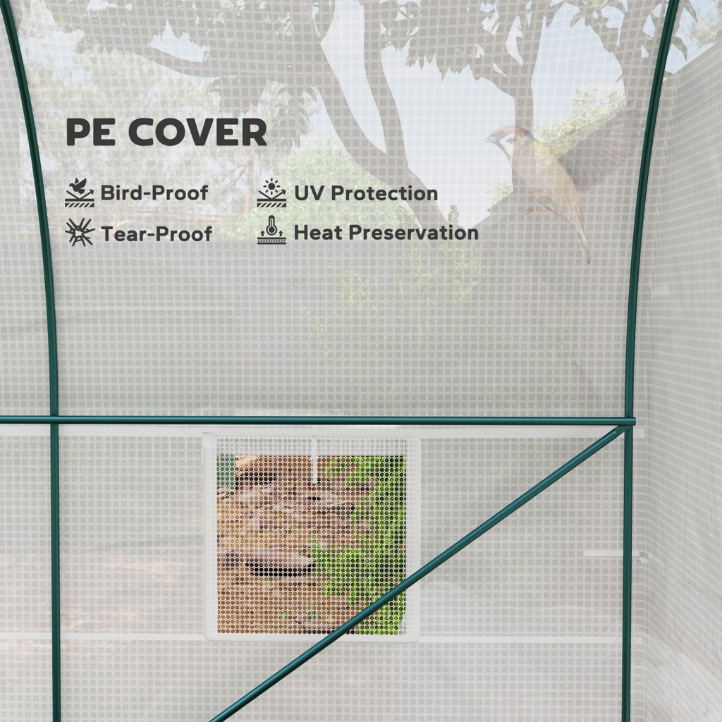 Outsunny Polytunnel Greenhouse Outdoor Grow House Roll Up Door Windows 2x2.5m