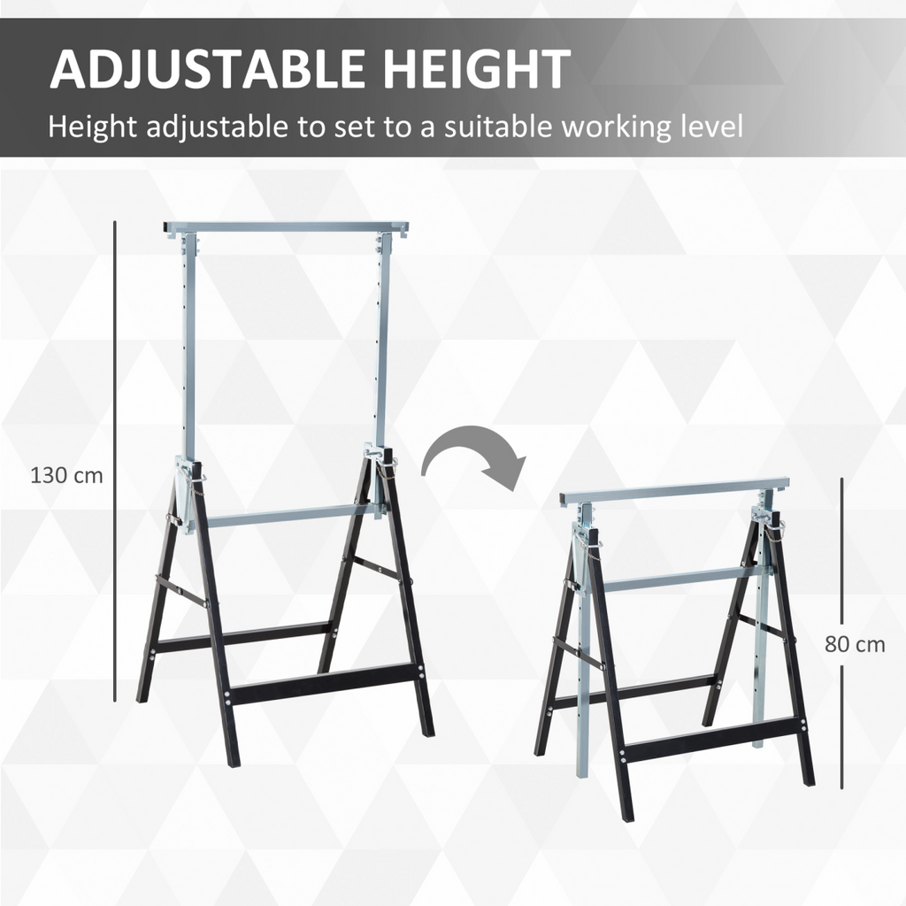 2xTelescopic Builders Trestle Work Bench-Black