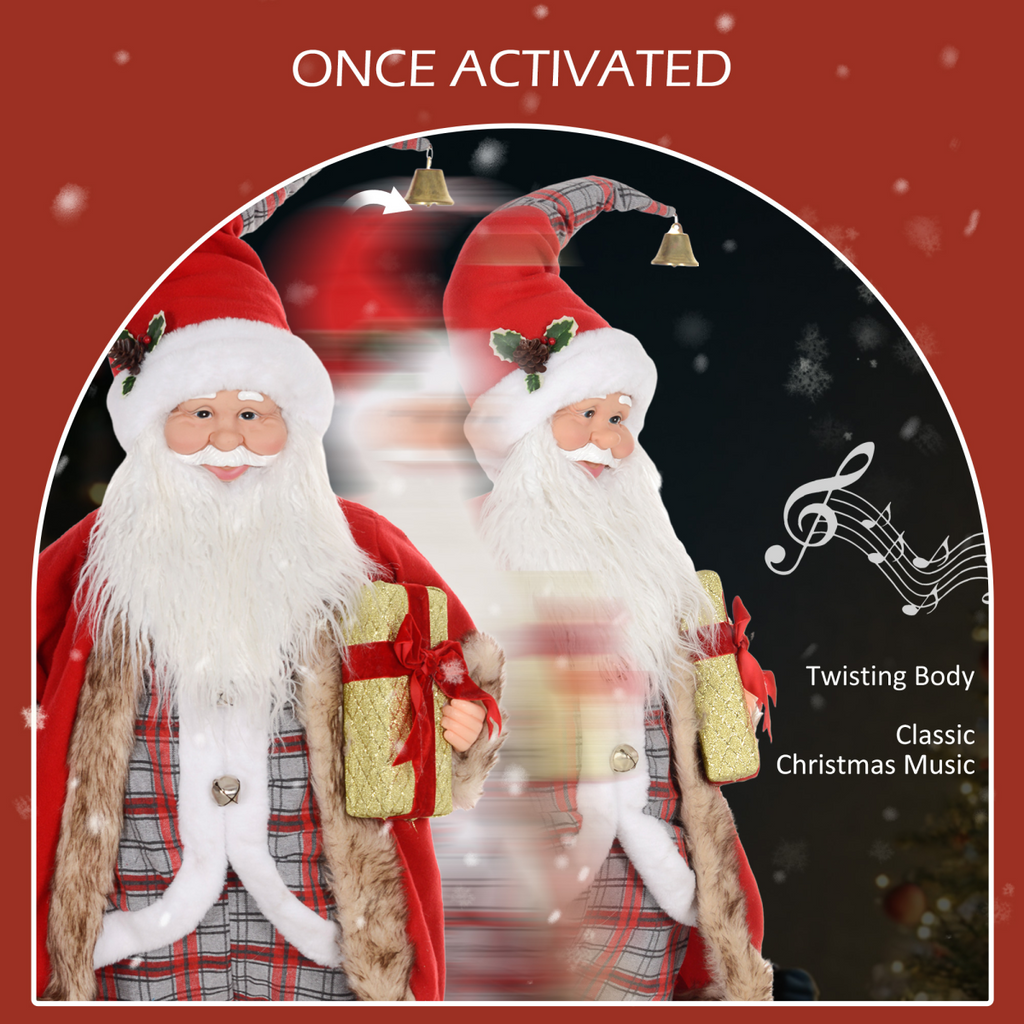 HOMCOM 141cm Animated Santa Claus with Sound Activated for Party Festival